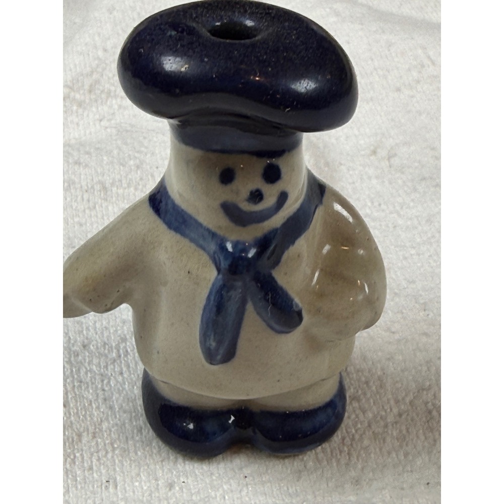 Vintage Pillsbury‎ Doughboy Poppin Fresh Ceramic Miniature Figurine Blue White